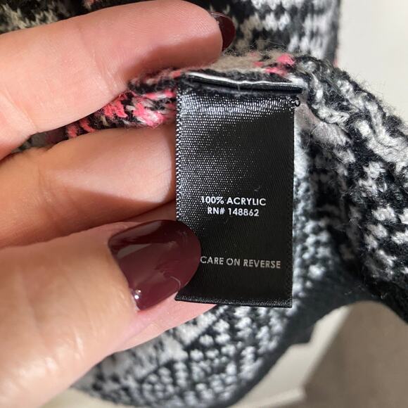 Torrid Fair Isle Open Front Knit Draped Cardigan Black White Pink Sz 3X - Picture 8 of 10